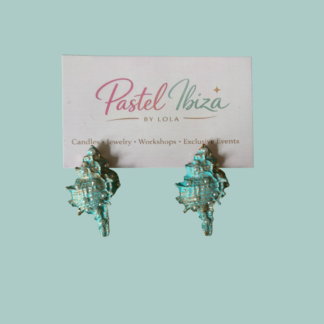 Ocean style schelp oorbellen turquoise