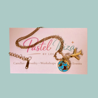 Travel' lovers necklace - Airplane/ world