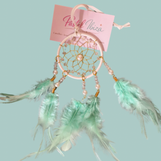 Mintkleurige dreamcatcher - handgemaakt pastel mint